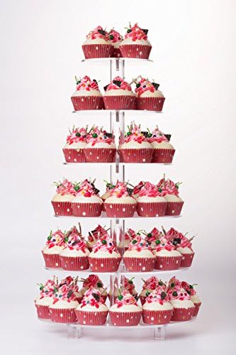 YestBuy Cupcake Stand, Acrylic Cupcake Tower Tree, 6 Tier Large Cupcake Holder for Pastry, Clear Cupcake Dispaly Stand with Base for Party, Wedding, Baby Shower by YestBuy