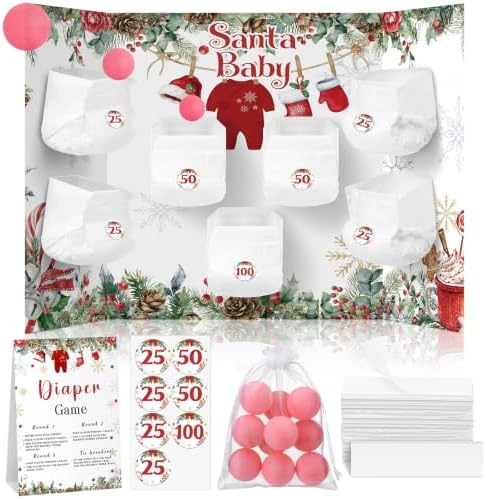 Ctosree 31 Pcs a Santa Baby Is on the Way Diaper Game Set by Ctosree