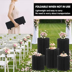 5 Pack Cylinder Stands for Party 15.7" 23.6" 31.5" Height Foldable Cardboard Tall Columns Cylinder Tables Round Cake Pedestal Stands Display Plinth Pillar for Wedding Birthday Party Decor (Black) - Image 7