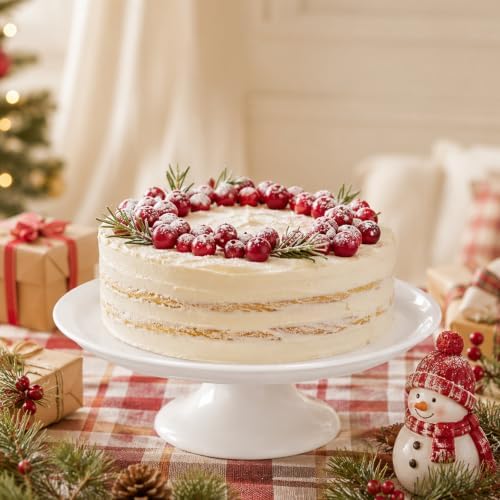 Bone China Cake Stand Chic, 12 inch Ceramic Round Cake Stand for Cupcake, Cake Plate Pedestal for Dessert Table, Food Display Risers Serving Tray Fruit Platter for Decor, Wedding, Restaurant, Party - Image 2