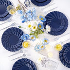 U-QE 60 Pcs Blue Plastic Plates for Party, Scalloped Blue Plates Disposable - Image 4