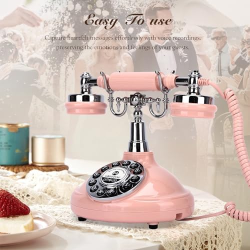 Wedding Phone Guest Book,Audio Guestbook,Vintage Wedding Guestbook Alternative,Audio Phone Guest Book for Wedding Baby Shower Retirement Graduation Birthday Party & More! (Pink) - Image 5