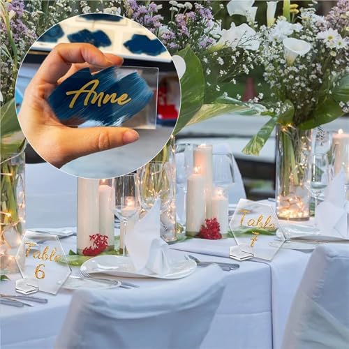 50 Pcs Clear Acrylic Place Cards for Wedding Seating, Table Name Tags DIY Decor - Image 5