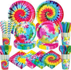 450 Pcs Tableware Set, Serve 50, Rainbow, Tie Dye by Unknown