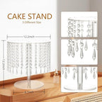 Round Cake Stand - 12 Inch Diameter Acrylic Dessert Display Stand with Crystal Chandelier, Cupcakes Serving Plate for Party Wedding Birthday Festival Event Decorations - Image 5