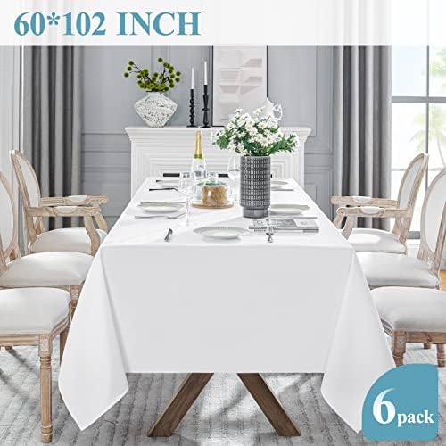 VidaFete Classic Series 6 Pack 60x102inch White Rectangle Tablecloth - Image 6