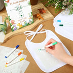 Panitay 100 Pcs DIY Baby Bibs Decorating Kit 50 White Bibs 25 Stencils 24 Markers 1 Baby Shower Game Sign - Image 4