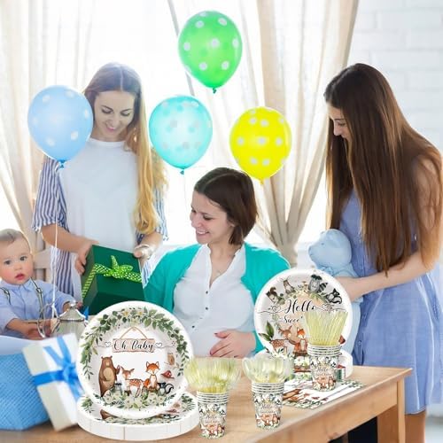 350 Pieces Woodland Baby Shower Decorations Set Serves 50 Guests - Image 6