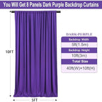 40ft×10ft Wrinkle Free Dark Purple Backdrop Curtain for Party, 8 Panels 5ft×10ft Soft Silky Polyester Purple Photo Backdrop Drapes for Birthday Baby Shower Wedding Mother's Day Photography - Image 3
