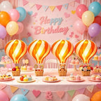 8 Sets Hot Air Balloon Decorations with Led Light,11.8" Baby Shower Centerpieces For Tables Paper Lantern Baby Boy Shower Decorations With Basket For Gender Reveal Birthday Wedding Party (Orange) - Image 5