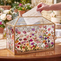 Patelai Hand Painted Floral Stained 12.6 Inch Large Wedding Glass Card Box by Patelai