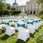Turquoise Chair Sashes 50 Pack, Spandex Turquoise Chair Bows with Gold Buckle for Wedding Decoration, Teal Chairs Bands for Party Banquet Gender Reveal Décor - Image 2