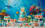CHAIYA Under The Sea Backdrop Ocean Little Mermaid Backdrop Background for Under The Sea Theme Baby Shower Photo Booth Banner Party Cake Table Decoration 10x8ft - Image 4