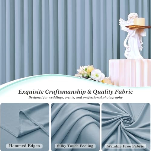 50 ft x 10 ft Wrinkle Free Dusty Blue Backdrop Curtain for Parties, 10 Panels 10ft Polyester Dusty Blue Photo Backdrop Drapes for Graduation Birthday Wedding Party Stage Curtains - Image 5