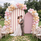 Blush Pink 2 Set Striped & Solid Ripple Arch Backdrop Cover Decor - Image 5