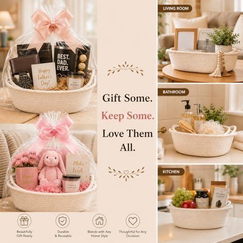 Gift Basket Kit Set of 5, Woven Rope Baskets for DIY Gifts - Image 6