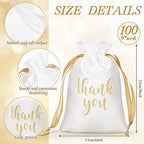 Roowest 6 x 9 Inch 100 Pcs Thank You Satin Gift Bags, White - Image 2
