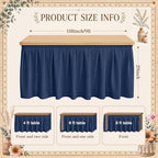 Tingjoo Dark Blue 9 ft X 30'' Teacher Desk Skirts Linen Textured Desk Tablecloth Skirts Pleated Office Decor Back to School Supplies for Classroom School Office Rectangular Round Table Cover - Image 3