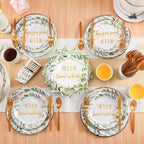 400 Pcs Baby Gender Reveal Plates and Cups and Napkins Sets with Forks Spoon Party Supplies Baby Shower Paper Tableware Gender Reveal Decorations Disposable Cutlery, Serves 50(Green White,Hello Sweet) - Image 3
