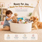 OIAHOMY Large Gift Basket Empty 18.5" x 13.8" x 7.5", Storage Basket with Gift Bag, Ribbon and Glitter Tulle for DIY Anytime, Toy Storage for Kids, Dogs with Handles in A Stylish Design - White - Image 6