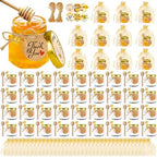 GIVAMEIHF Mini Honey jars-1.5oz,48 pcs Hexagon honey jars with dipper,gold cover,bee pendant,Gold Gift Bags,rope,Thank-You Tags,Glass Honey jars with lids,Baby Shower,Wedding Favors,Party Favors by GIVAMEIHF
