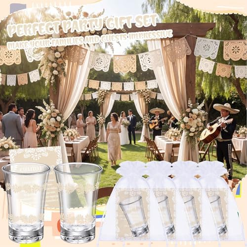 SiliFine 50 Sets Cielito Lindo Shot Glasses Favors, Wedding, Beige - Image 4