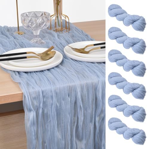 Blue Cheesecloth Table Runner Fall Wedding Birthday Party Home Decor 6 Pack by Joanlody