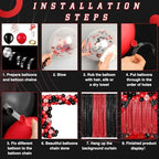 SmoothNovelty 137 Pcs 2026 Graduation Decoration Red Black Party Backdrop Kits - 4 Sequin Backdrop Curtain 133 Balloon Garland Kit Photo Prop Background for Prom Send Off Wedding Anniversary - Image 4