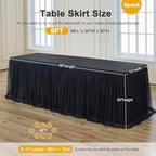 familus Black Table Cloths 8 Foot Rectangle 6 Pack Stretch Ruffle Tulle Tablecloth Spandex Fitted Table Cover for 8 Foot Tulle Table Skirts for Party Wedding Table Cloths, Banquets - Image 3