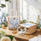 Abbylike 8 Pcs Bachelorette Gift Bags Burlap Bridesmaid Party Favor Bags with Handle Blue Reusable Canvas Beach Goodie Tote Bag for Bachelorette Bridal Last Toast on The Coast Party Decor - Image 3