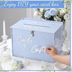 BreezeHug 14" Baby Blue Acrylic Wedding Card Box with Lock & 3D Letters - Image 5