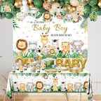 Safari Baby Shower Decorations,387pcs Jungle Baby Shower Decorations Sweet Boy Baby shower Theme Plates and Napkins Cups Tablecloth Backdrop Topper Balloons for Boy Wild Birthday Decorations - Image 4