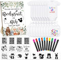 Chuarry 43 Pcs DIY Baby Bibs Decorating Kit 8 Bodysuits 8 Pcs 2 Ply White Bibs 10 Fabric Markers 16 Stencils Baby Shower Sign (Woodland Animals) by Chuarry