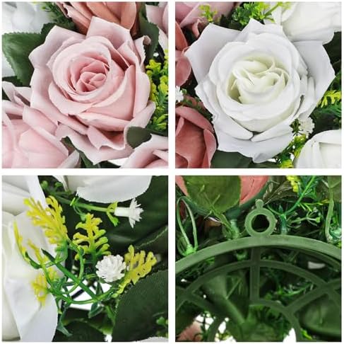 Briful Artificial Flower Balls for Table Centerpieces – 2PCS 8.6" Silk Rose Floral Arrangement Fake Floral Bouquet for Wedding Parties Baby Showers DIY Event Home Decor(Dusty Pink) - Image 3