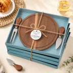 6 Set Bridal Baby Shower Cheese Prizes Wooden Serving Round Board - Image 5