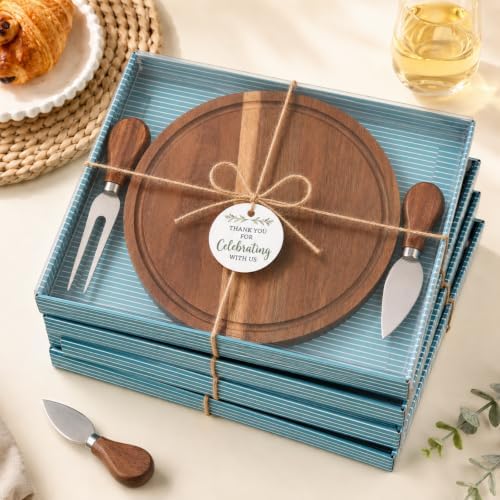 6 Set Bridal Baby Shower Cheese Prizes Wooden Serving Round Board - Image 5