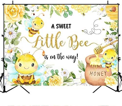 Avezano A Sweet Little Bee is on The Way Backdrop Honeycomb Bee Baby Shower Background Party Decorations for Girls Photoshoot Props 10 x 8 ft - Image 4