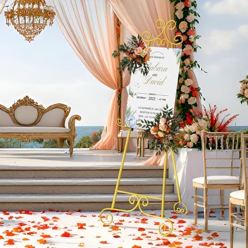 2 Pack 59IN Gold Easel Stand for Sign, 3 Tier Wedding Welcome Sign Holder - Image 6