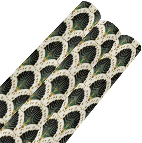 pnyoin Merry Christmas Wrapping Paper Roll,Elegant Fan Art Green Gift Wrap Perfect for Xmas,Birthday,Weddings, Brides, Holidays, Baby Showers，58 x 23 inches,3 Roll - Image 6