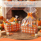 Funnymoom 24 Pack Orange Plaid Fall Thanksgiving Basket For Gift Empty Bulk - Image 6