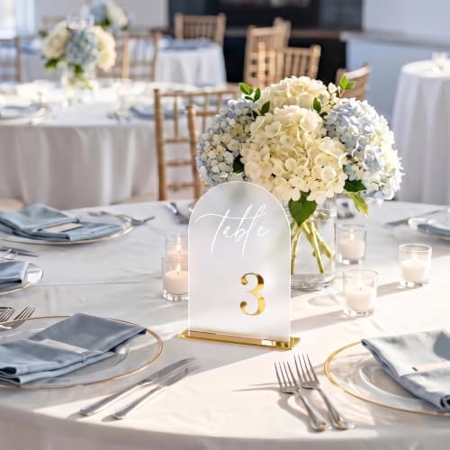Frosted Arch Table Numbers 1-30 with Stands, Gold 3D Wedding Table Numbers - Image 5