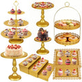 10 Pcs Gold Cake Stand Set Metal Cupcake Stands, Multiple Styles Dessert Display Tower for Candy Fruit, Cake Serving Trays for Birthday, Wedding, Anniversary, Baby Shower, Engagement Party by HAISIWLKJ