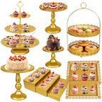 10 Pcs Gold Cake Stand Set Metal Cupcake Stands, Multiple Styles Dessert Display Tower for Candy Fruit, Cake Serving Trays for Birthday, Wedding, Anniversary, Baby Shower, Engagement Party by HAISIWLKJ