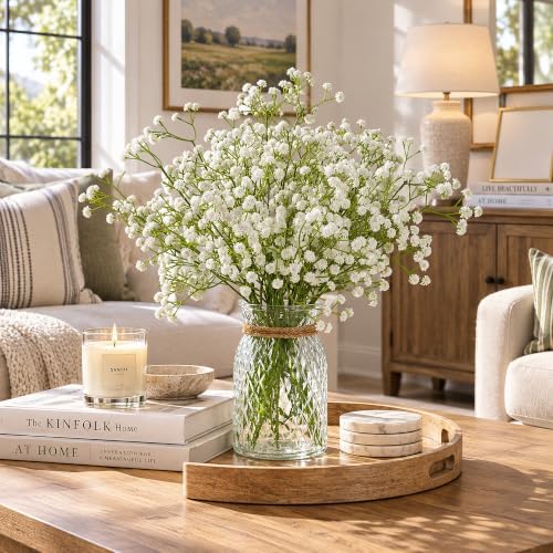 Babys Breath Artificial Flowers, 50 pcs White Flowers Artificial Real Touch Faux Flowers Bouquet Look Real Fake Flowers for Wedding Party Home Garden Tables Centerpieces Office Arrangements Decoration - Image 5