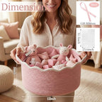 8 Pack Scalloped Small Woven Basket with Gift Bags and Ribbons 12"x 8"x 5" Cotton Rope Storage Organizer with Handles Cute Empty Gift Basket for Nursery Birthday Baby Shower, Pink - Image 6
