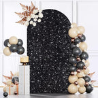 MODFUNS 6FT Black Sequinence Arch Cover Backdrop Covers Sequin Spandex Arch Covers Wedding Arch Cover Backdrop Fabric Glitter Arch Back Drop for Wedding Party Birthday Decoration by MODFUNS