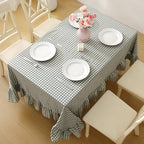 Sage Green White Gingham Ruffle Tablecloth Rectangular 120“x60” - Image 4