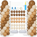 2 Sets Adjustable Balloon Column Stand Kit with Bases (Neutral Boho Brown) by Naozinebi