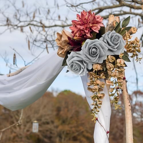 Artificial Flowers Realistic Roses, Real Looking Fake Roses with Stem for DIY Wedding Bouquets Centerpieces Bridal Shower Party Home Romantic Decorations (Grey, Regular 3" - 200pcs) - Image 7