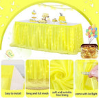 PARTISKY Yellow Tulle Tutu Table Skirt for Rectangle Tables or Round Table,Led Light String Table Cloth for Wedding Baby Shower Birthday Party Dessert/Cake Tables - Image 5